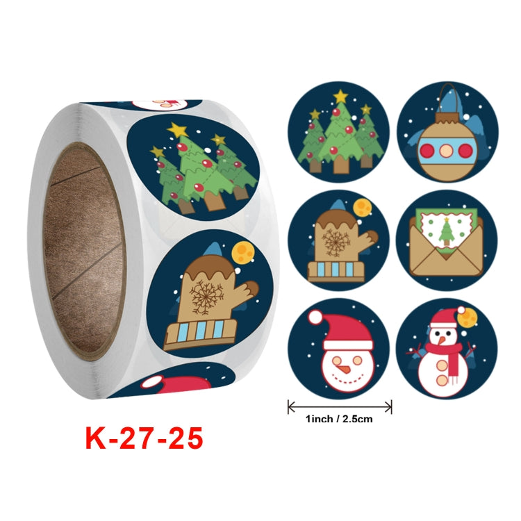 3 PCS  Roll Sticker Christmas Day Gift Decoration Gift Series Sticker Label, K-27-25, K-28-25, K-29-25, K-30-25
