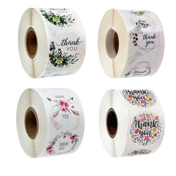 Roll Flower Thank You Sticker Birthday Party Wedding Decoration, A-13, A-14, A-15, A-16