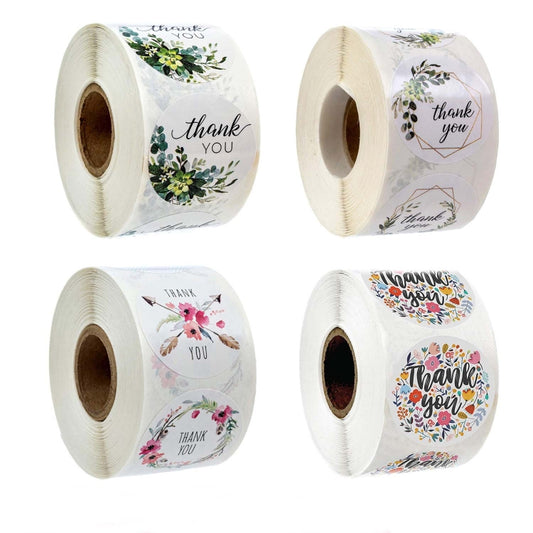 Roll Flower Thank You Sticker Birthday Party Wedding Decoration, A-13, A-14, A-15, A-16