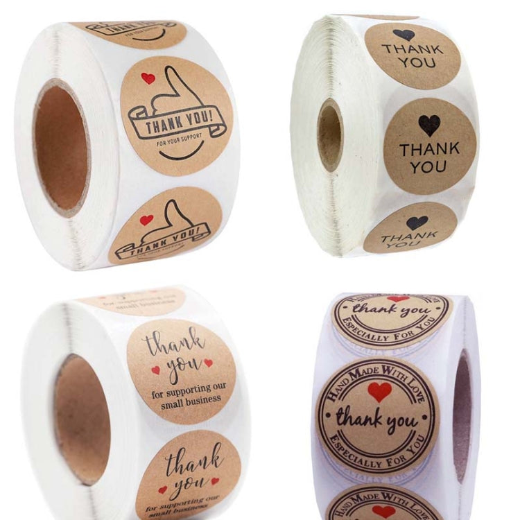 Kraft Paper Roll Sticker Thank You Sticker Label Red Love Envelope Decoration, B-09, B-10, B-11, B-12