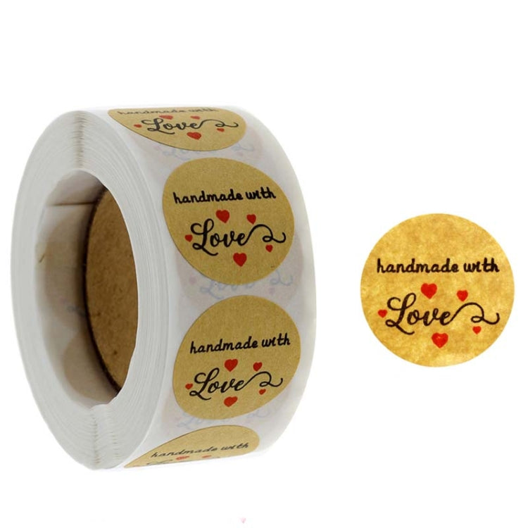 Kraft Paper Sealing Stickers Handmade Baking Labels Holiday Gift Packaging Decoration, B-05, B-06, B-07, B-08
