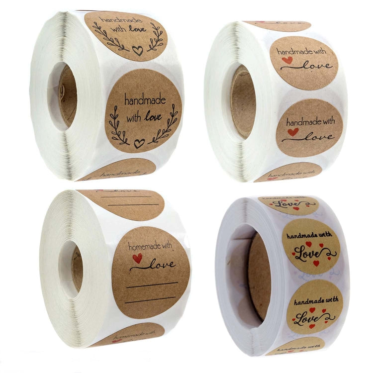 Kraft Paper Sealing Stickers Handmade Baking Labels Holiday Gift Packaging Decoration, B-05, B-06, B-07, B-08