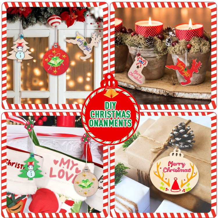 Christmas Creative DIY Decoration Gift Set  Handmade Wood Chip Pendant, JM02036, JM02039, JM02040