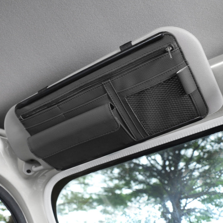 Car Sun Block Glasses Case Document Holder Car Plastic Frame Zipper Type Multi-Function Card Bag Storage Bag