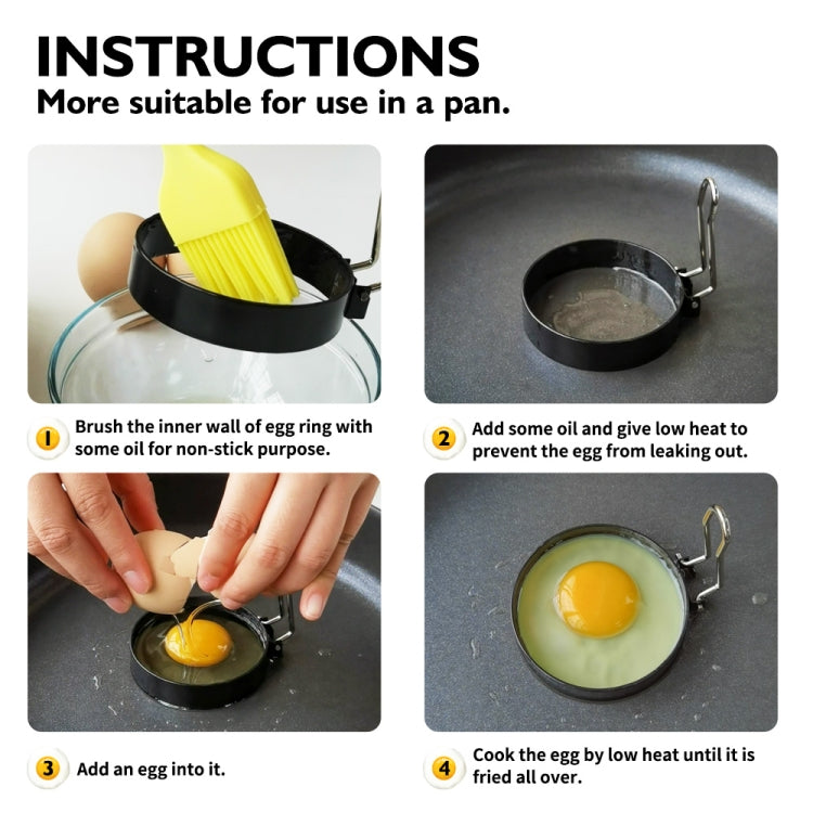 2-Pack Egg Ring Iron Spray Non-Stick Round Omelette Model Omelette Mold with Brush, 2-Pack, 4-Pack