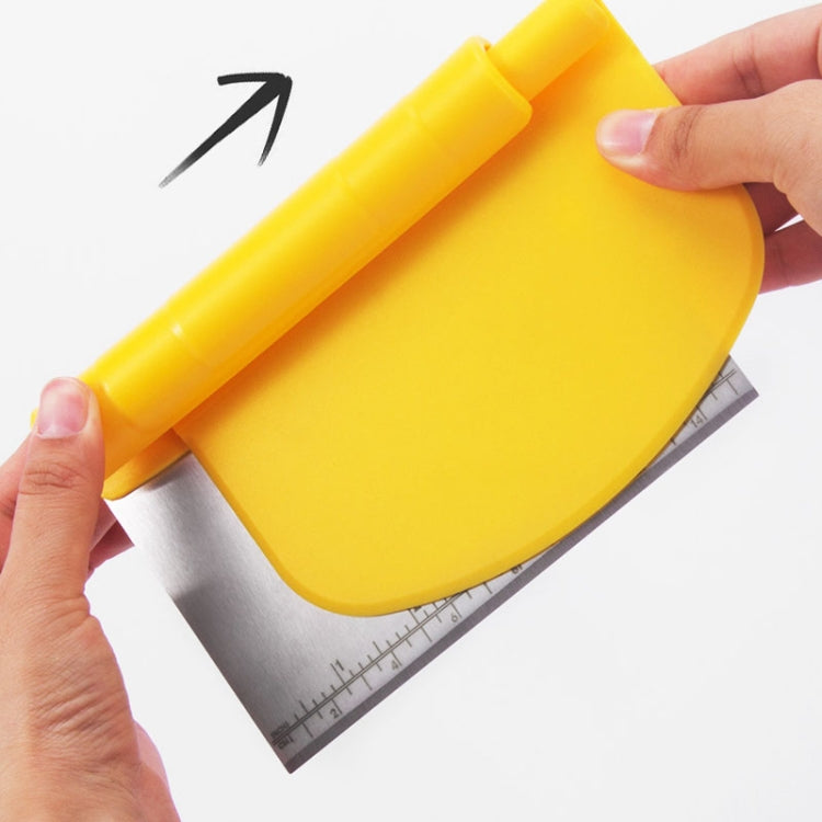 Stainless Steel Dough Cutter Scraper With Scale Cutter Baking Tools, 2 PCS Noodle Cutter (Yellow)