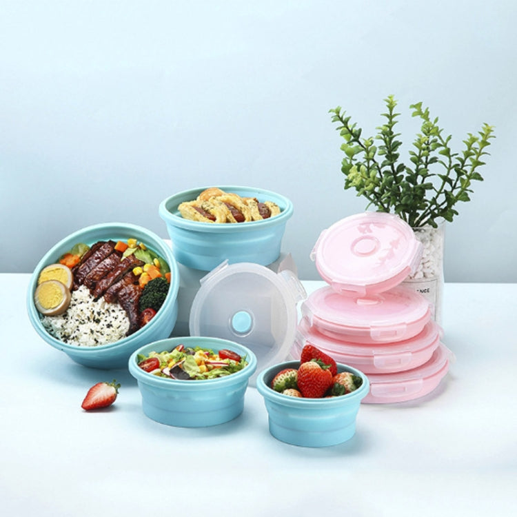 Microwave Portable Folding Lunch Box Round Silicone Lunch Box Random Colour Delivery, Capacity:350ml, 350ml, 500ml, 800ml, 1200ml