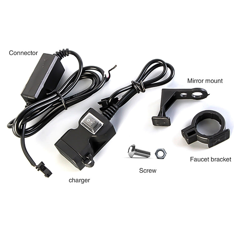 Dual USB Port 12V Waterproof Motorbike Motorcycle Handlebar Charger 5V 1A/2.1A Adapter Power Supply Socket for Phone Mobile, Handlebar Charger