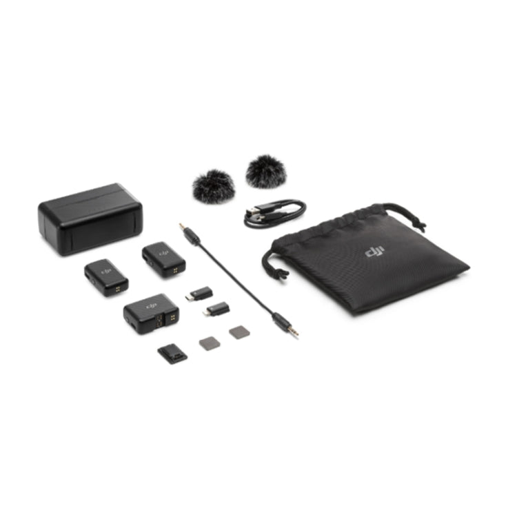 ميكروفون DJI الأصلي اللاسلكي مع شاشة OLED تعمل باللمس، 2 جهاز إرسال وجهاز استقبال واحد، 1 جهاز إرسال وجهاز استقبال واحد