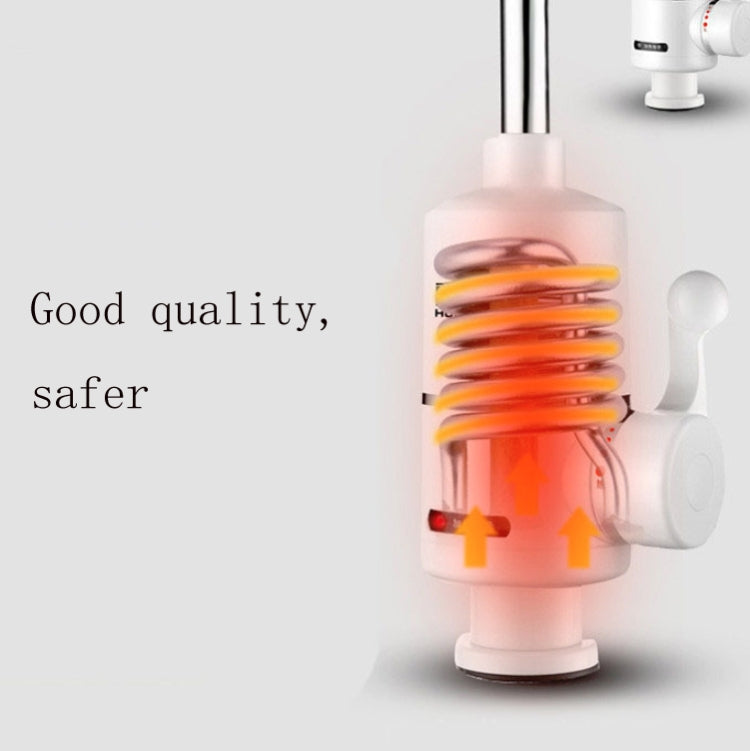 Kitchen Instant Electric Hot Water Faucet EU Plug, Digital Display Big Elbow