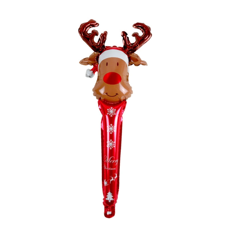 20 PCS 24 Inch Christmas Inflatable Stick Cane Candy Elk Head Handheld Balloon Aluminum Film Material Decoration Balloon, Crutch, Deer Head