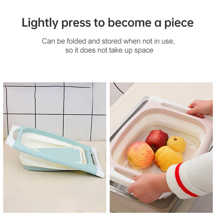 Multifunctional Cutting Board Kitchen Foldable Vegetable Washing Basin, Pink