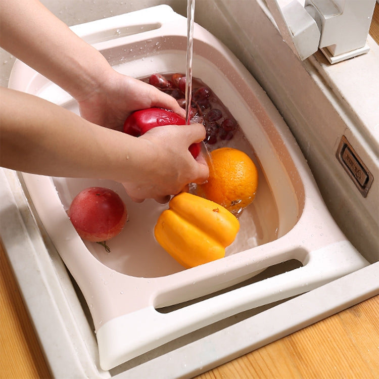 Multifunctional Cutting Board Kitchen Foldable Vegetable Washing Basin, Pink