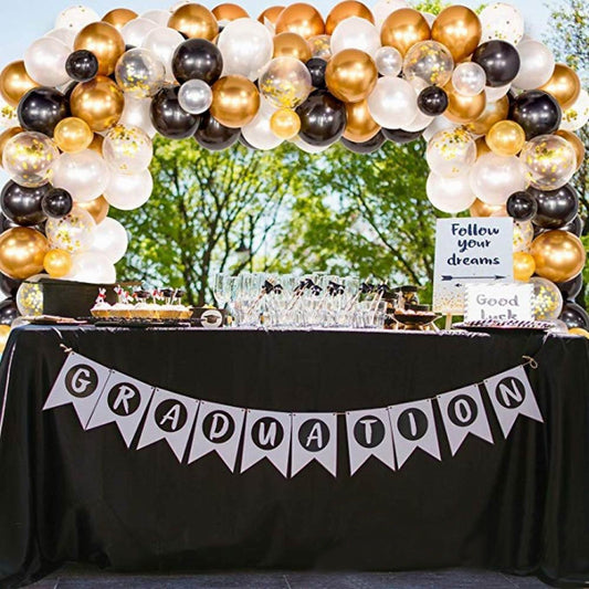 Classic Black Gold Latex Balloon Set Birthday Party Balloon Chain Room Decoration Set, Classic Black Gold Latex Balloon Set