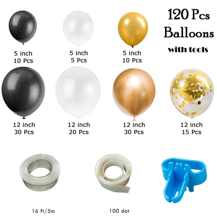 Classic Black Gold Latex Balloon Set Birthday Party Balloon Chain Room Decoration Set, Classic Black Gold Latex Balloon Set
