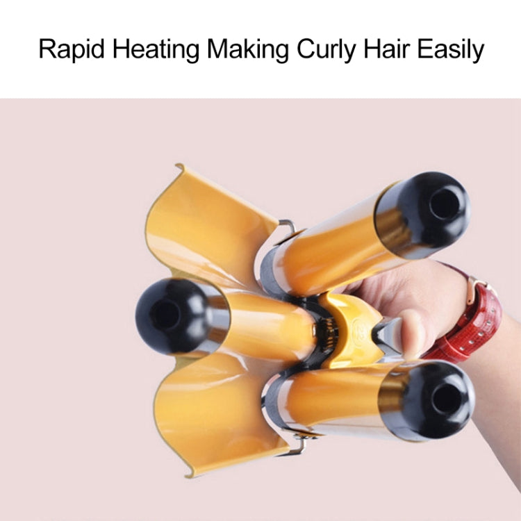 20-32m Automatic Ceramic Perm Splint Hair Curler 3 Barrels Big Wave Hair Curling Iron Tools, 32mm