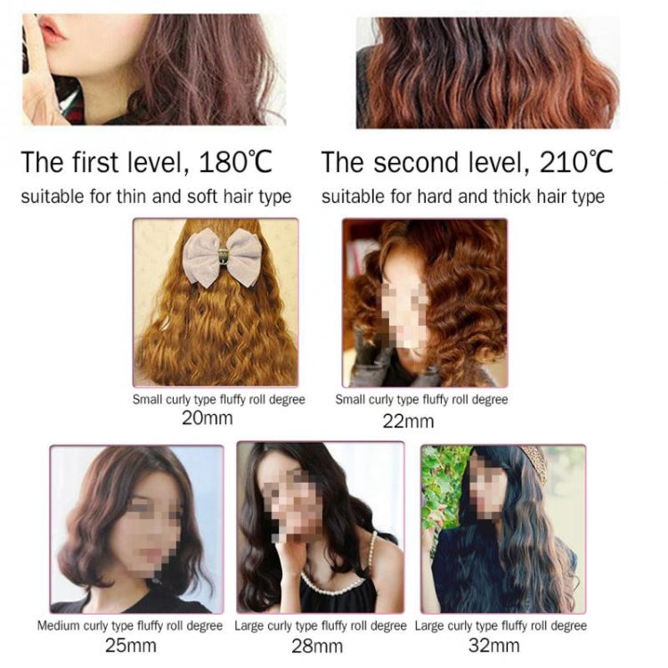 20-32m Automatic Ceramic Perm Splint Hair Curler 3 Barrels Big Wave Hair Curling Iron Tools, 32mm