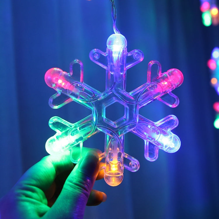 LED Inverted V Snowflake Five-Star Decorative Lights Christmas Waterproof String Lights, EU Plug, Warm White Light, Colorful Light