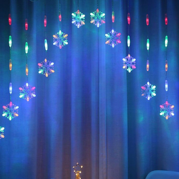 LED Inverted V Snowflake Five-Star Decorative Lights Christmas Waterproof String Lights, EU Plug, Warm White Light, Colorful Light