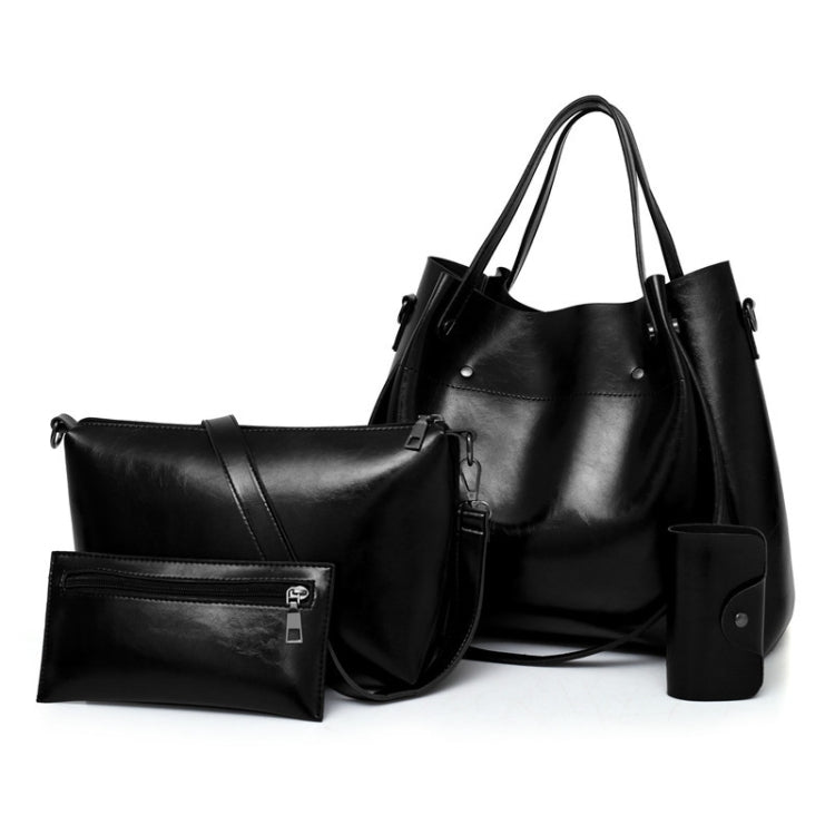 4 in 1 Ladies Retro Handbag Fashion Large Capacity Sub-Diagonal Bucket Bag, Red Eine, Light Grey, Black, Brown