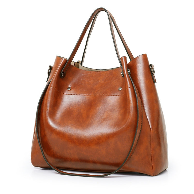 4 in 1 Ladies Retro Handbag Fashion Large Capacity Sub-Diagonal Bucket Bag, Red Eine, Light Grey, Black, Brown