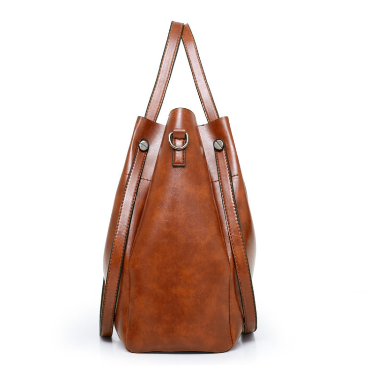 4 in 1 Ladies Retro Handbag Fashion Large Capacity Sub-Diagonal Bucket Bag, Red Eine, Light Grey, Black, Brown