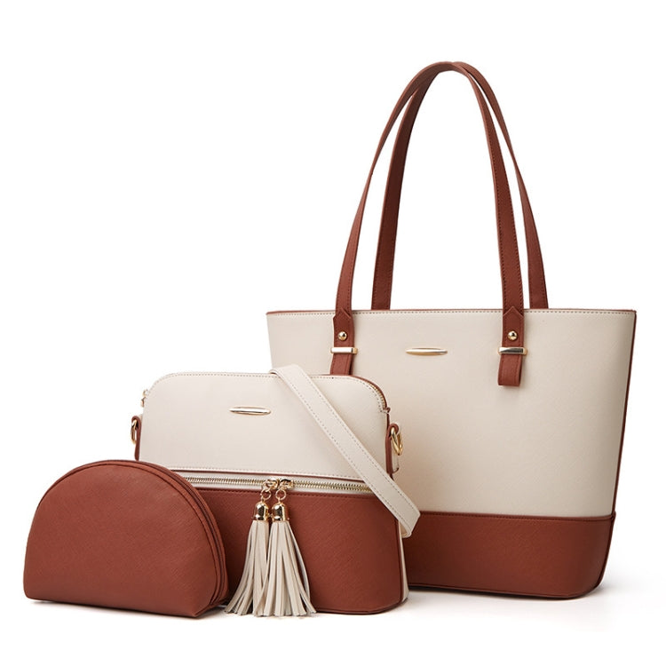 3 in 1 Fashion Simple Lady Diagonal Large Capacity Handbag Letter Bag, Gold + Black, White + Brown, Brown + Black, White + Pink, White + Black, Purple+ Black