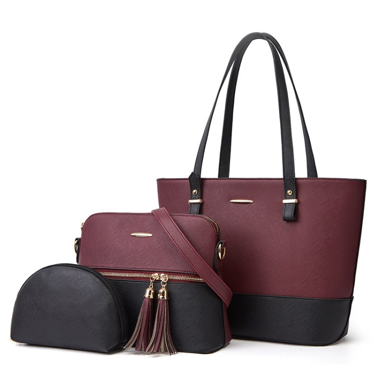 3 in 1 Fashion Simple Lady Diagonal Large Capacity Handbag Letter Bag, Gold + Black, White + Brown, Brown + Black, White + Pink, White + Black, Purple+ Black