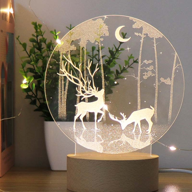3D Atmosphere Decorative Light Acrylic Inner Carved LED Night Light Creative Girl Table Lamp, Double Deer, Whale Girl, Deer, Cartoon Astronaut, Good Night, Flamingo, Full Moon, Tree Cat, Swan, Stars And Moon, Full Moon Swan, Moon Girl