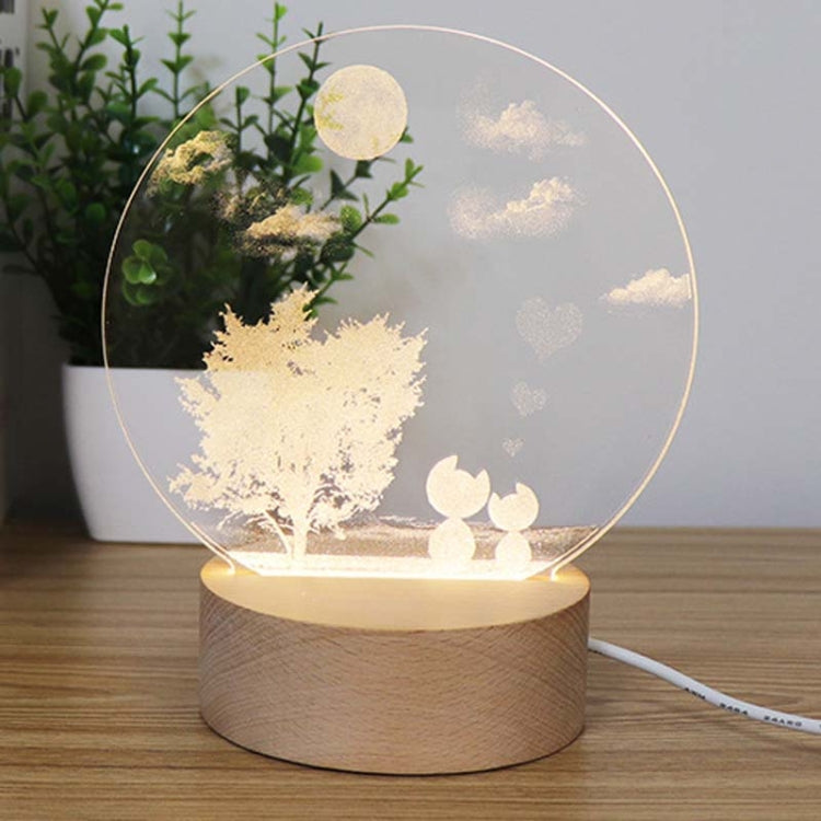 3D Atmosphere Decorative Light Acrylic Inner Carved LED Night Light Creative Girl Table Lamp, Double Deer, Whale Girl, Deer, Cartoon Astronaut, Good Night, Flamingo, Full Moon, Tree Cat, Swan, Stars And Moon, Full Moon Swan, Moon Girl