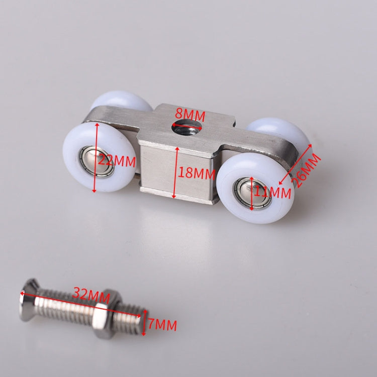 Stainless Steel Sliding Door Hanging Wheel Silent Smooth And Wear-Resistant Sliding Door Pulley Nylon Hanging Rail, 4 Wheels