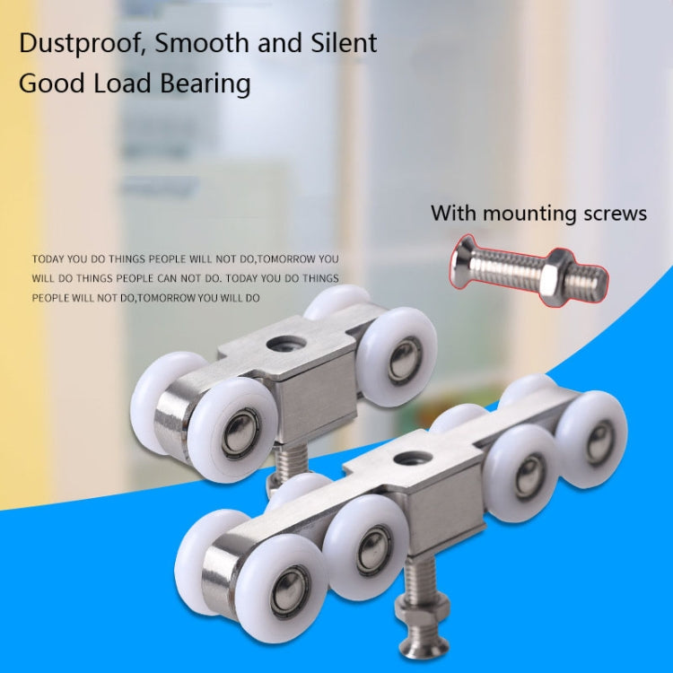 Stainless Steel Sliding Door Hanging Wheel Silent Smooth And Wear-Resistant Sliding Door Pulley Nylon Hanging Rail, 4 Wheels