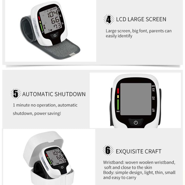 Wrist Type Electronic Blood Pressure Monitor Home Automatic Wrist Type Blood Pressure Measurement, Live Voice Broadcast, No Voice Announcement