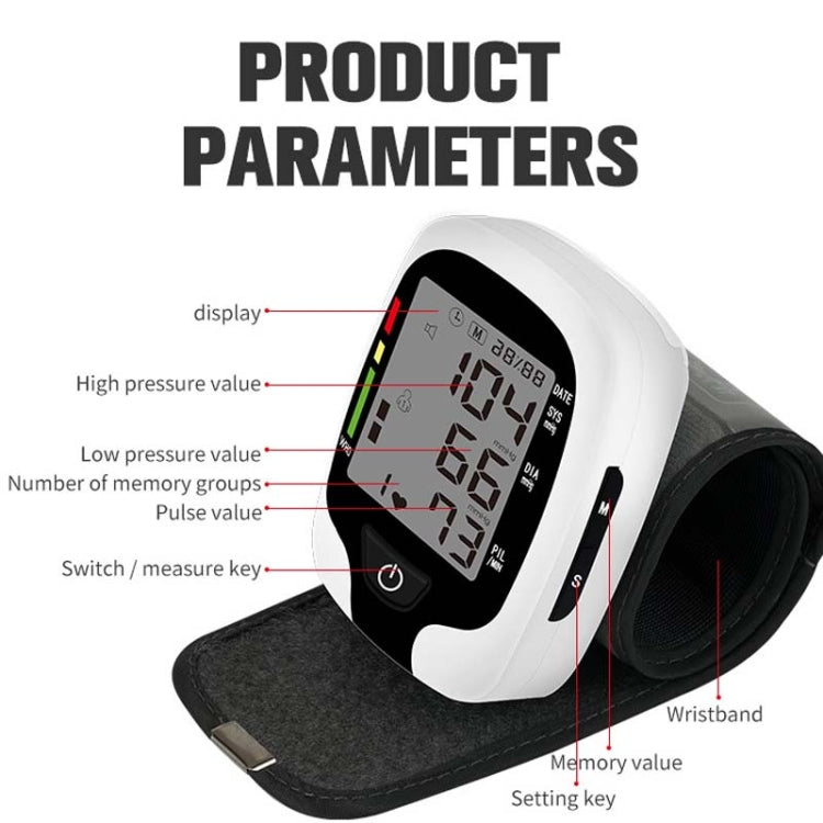 Wrist Type Electronic Blood Pressure Monitor Home Automatic Wrist Type Blood Pressure Measurement, Live Voice Broadcast, No Voice Announcement
