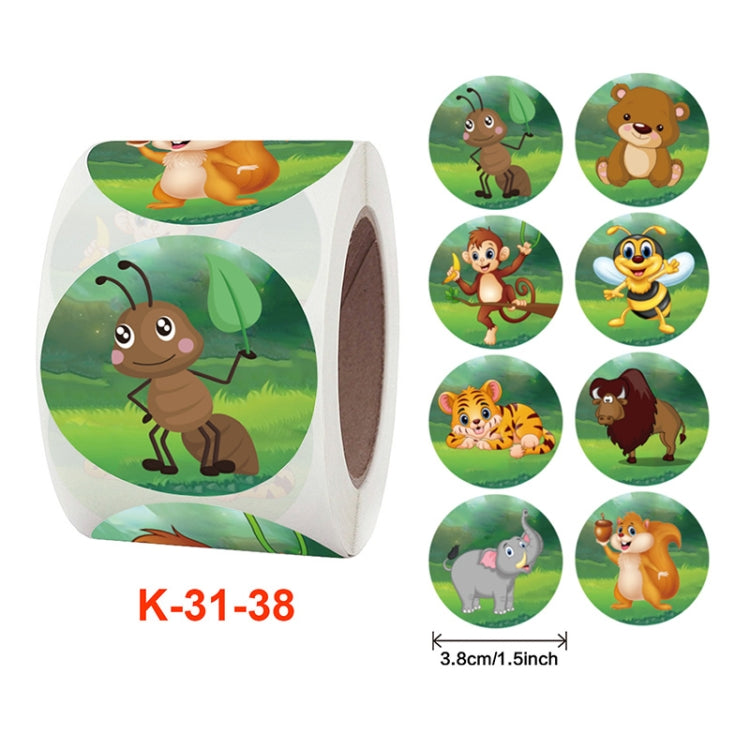 Roll Children Animal Cartoon Stickers Holiday Decoration Label, 3.8cm / 1.5inch