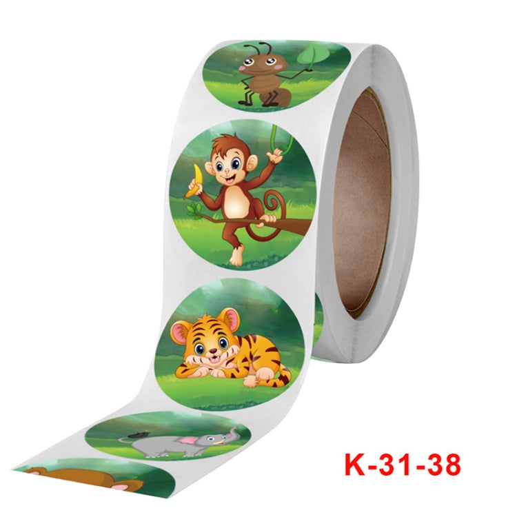 Roll Children Animal Cartoon Stickers Holiday Decoration Label, 3.8cm / 1.5inch