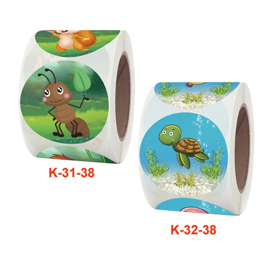 Roll Children Animal Cartoon Stickers Holiday Decoration Label, 3.8cm / 1.5inch