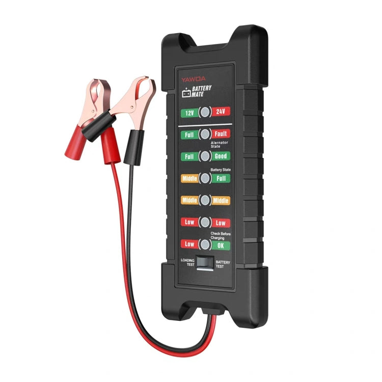 YAWOA BM410 Storage Battery Tester 12V/24V Load Test LED Smart Car Battery Tester Clip, BM410