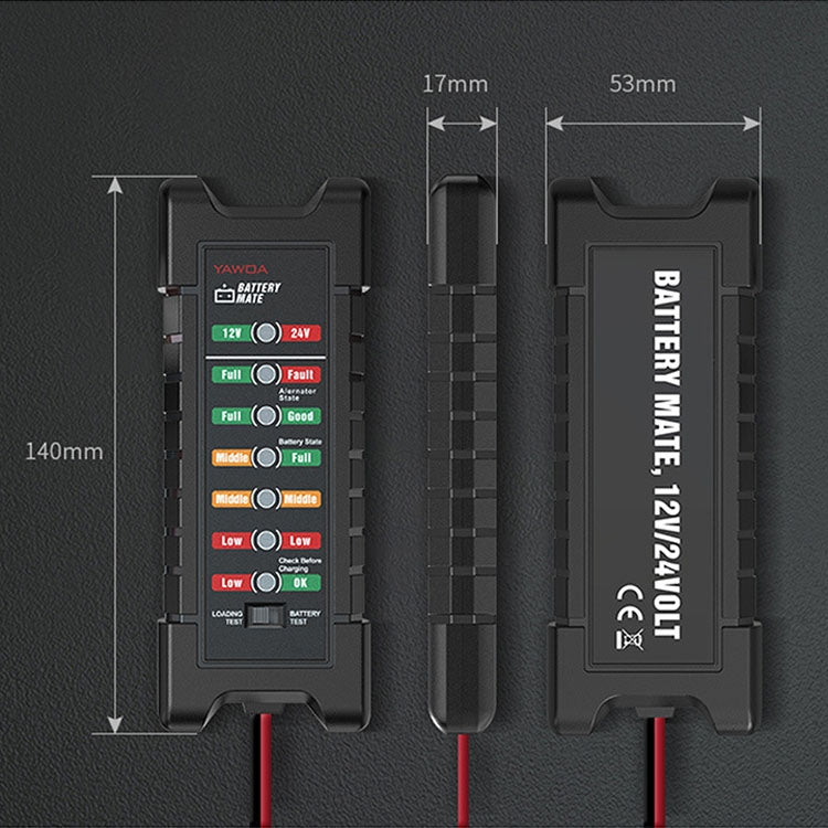 YAWOA BM410 Storage Battery Tester 12V/24V Load Test LED Smart Car Battery Tester Clip, BM410