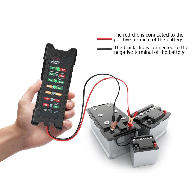 YAWOA BM410 Storage Battery Tester 12V/24V Load Test LED Smart Car Battery Tester Clip, BM410