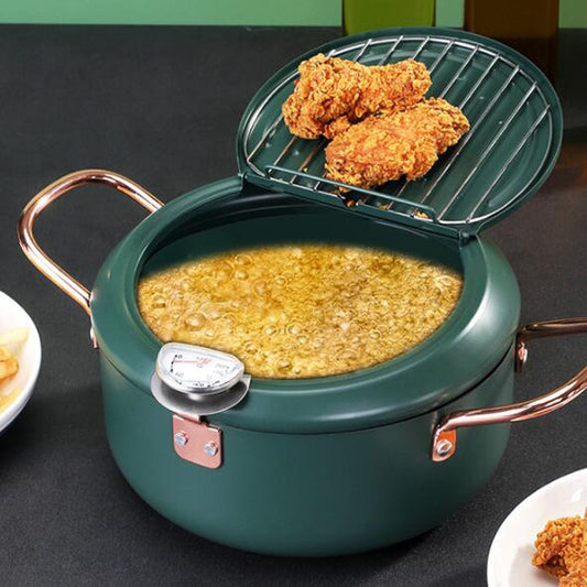 Fryer Pot Household Non-Stick Pan Temperature Control Mini Frying Pot, 20cm