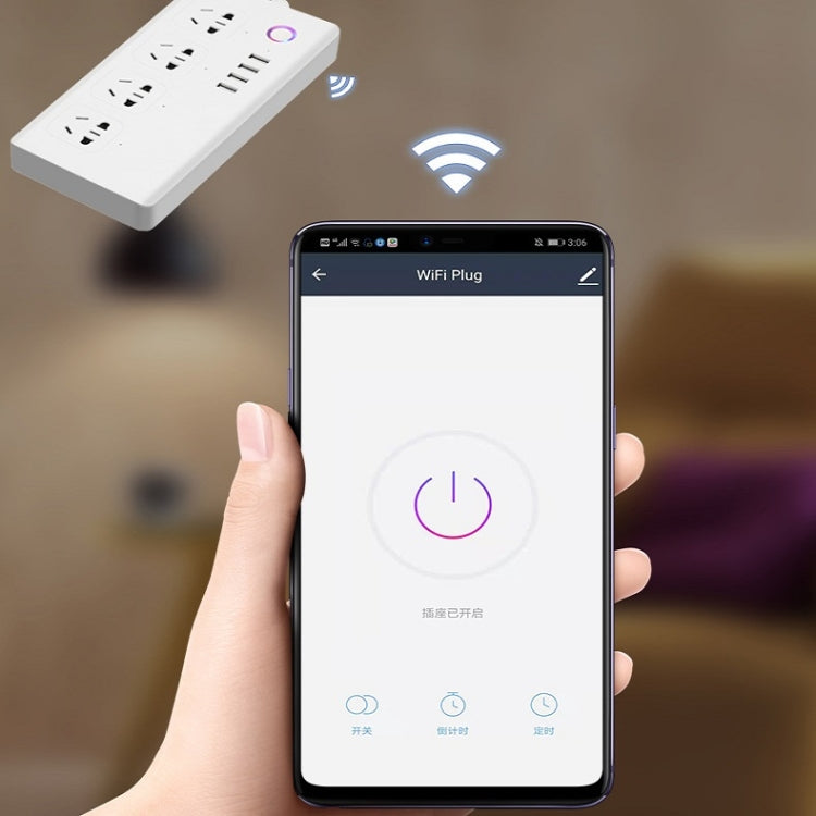 Home Office Wifi Mobile Phone Remote Control Timer Switch Voice Control Power Strip, 1.5m