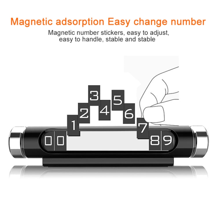 VODOOL Magnetic Adsorption Design Car Shape Rotatable Luminous Car Temporary Parking Card with Phone Number, Parking Card with Phone Number(Black), Parking Card with Phone Number(Silver)