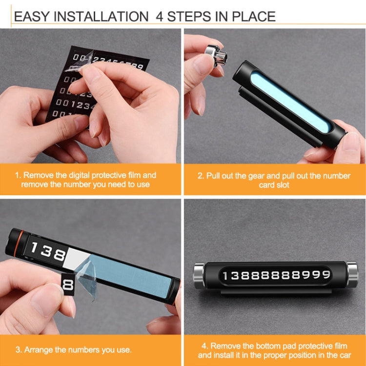 VODOOL Magnetic Adsorption Design Car Shape Rotatable Luminous Car Temporary Parking Card with Phone Number, Parking Card with Phone Number(Black), Parking Card with Phone Number(Silver)
