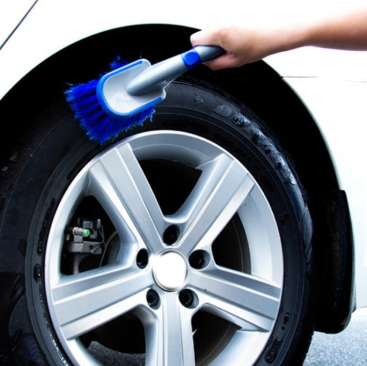 3 PCS Wheel Hub Long-Handled Brush Special Tool For Powerful Decontamination & Cleaning Of Tires, Blue Straight Brush, Blue Short Handle, Blue Long Pole