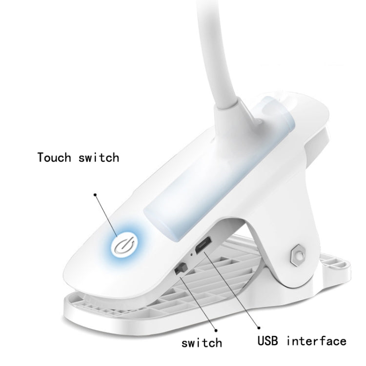 Charging 800mAh Single Color Temperature Three-level Adjustment LED Clip Desk Lamp USB Eye Protection Bedside Lamp