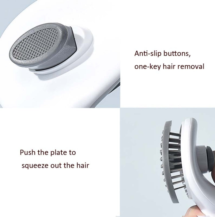 Stainless Steel Needle Automatic Cleaning Pet Hair Removal Dog Brush Pet Comb, Blue Thick Needle, Blue Fine Needle, Pink Thick Needle, Pink Fine Needle, Gray Thick Needle, Gray Fine Needle