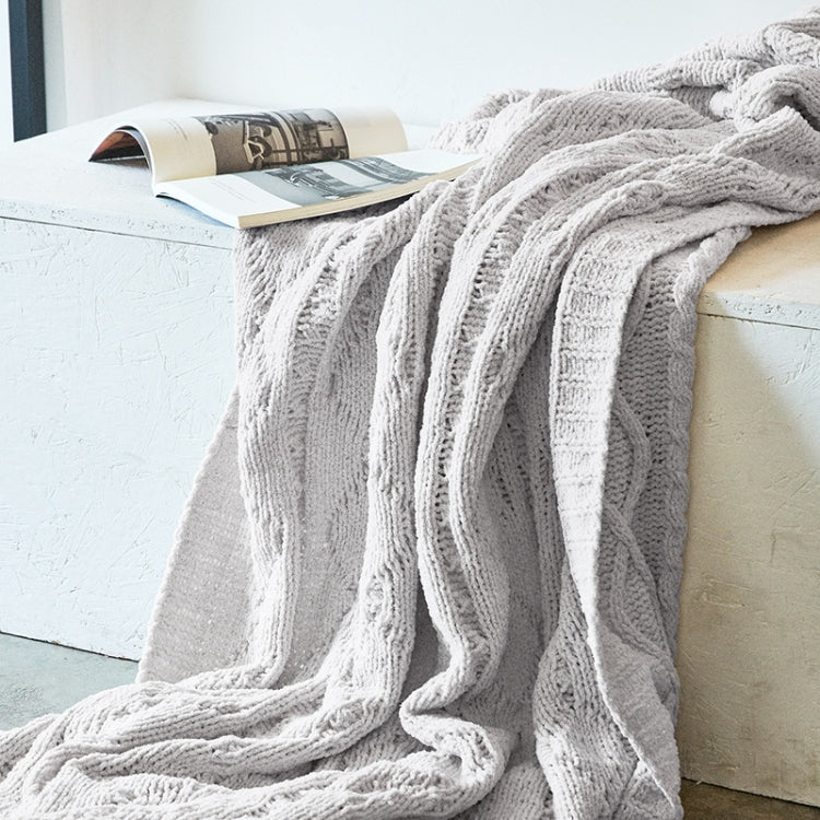 Home Soft Decoration Chenille Knitted Leisure Blanket Sofa Air Conditioning Blanket Car Blanket, 130x180cm