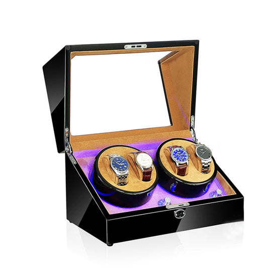 Electric Motor Rotating Watch Box Automatic Mechanical Watch Shaker, US / EU / UK Plug, Black + Camel Flannel, Pure Carbon Fiber, Ebony, All Black, Black & White, Ebony + Camel Flannel, Ebony White