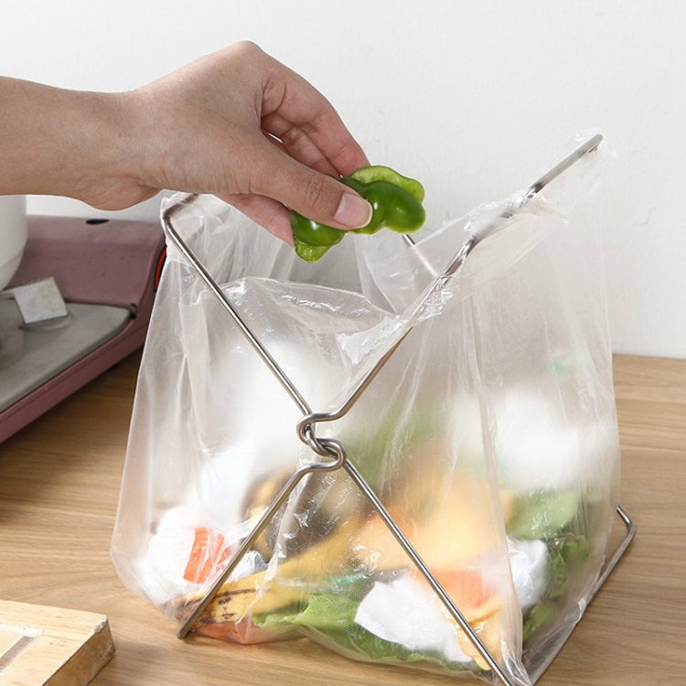 Stainless Steel Kitchen Foldable Storage Rack Plastic Bag Towel Trash Can Holder, Trash Can Holder